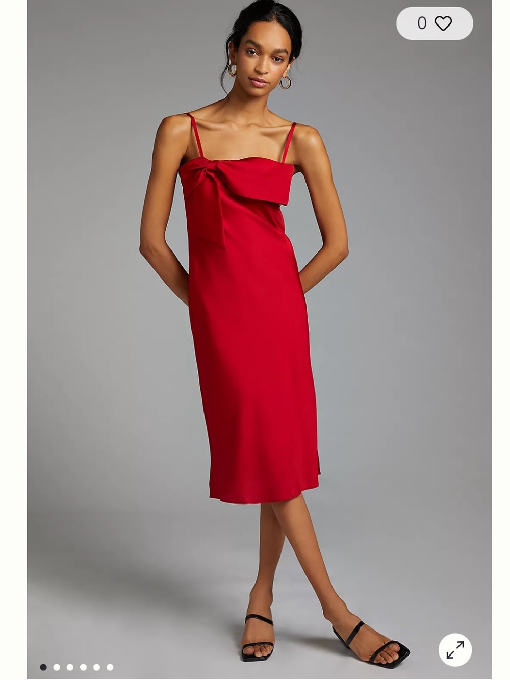 NWT Anthropologie size L Bow-front slip midi dress in red
